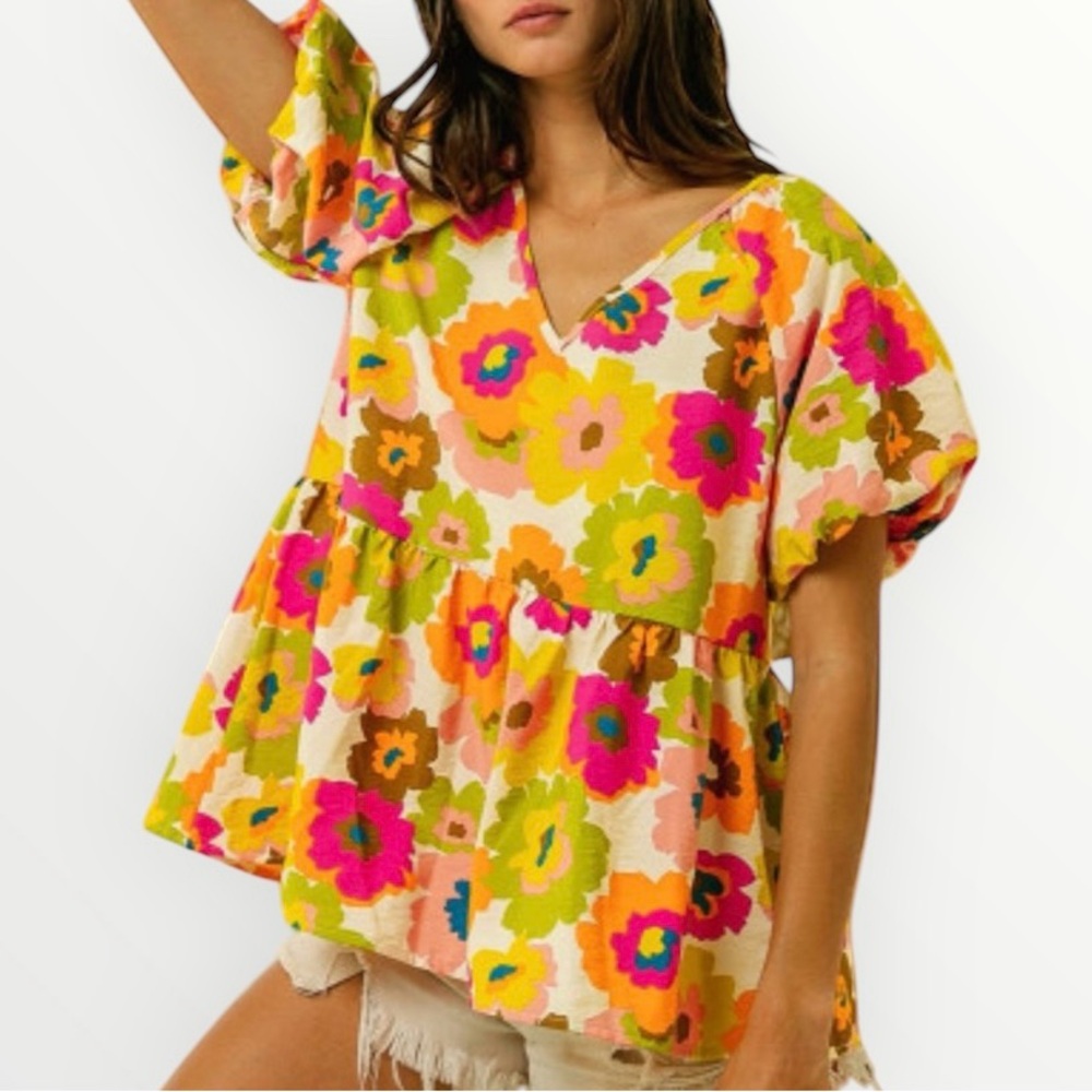 Floral V-Neck Women's Top